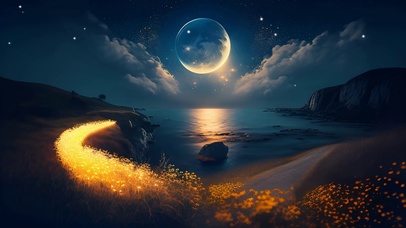 唯美夜空 ai插画