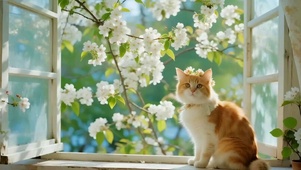 窗边的猫咪