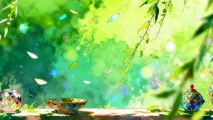 护眼绿景树木带鱼屏