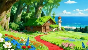 护眼绿景海景树木双屏