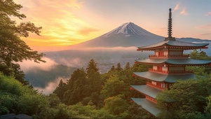 高山云雾山顶古建