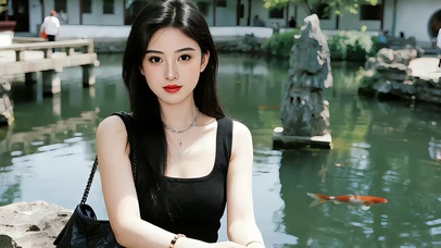 景区春江水暖伴美女1