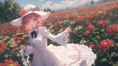 阳光花田下的女孩