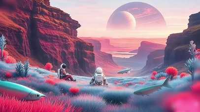 外星草原闲聊的宇航员