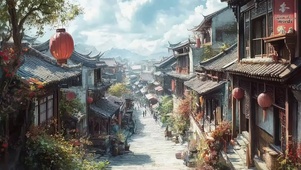 古城村庄街道建筑风景