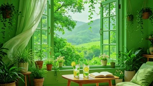 清新绿色系氛围感窗景