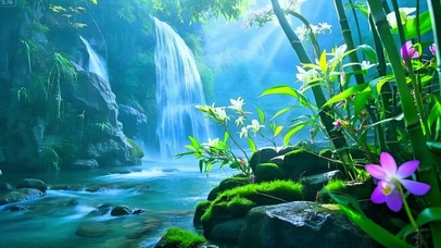 唯美瀑布流水4K