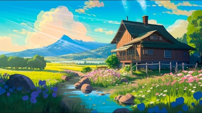 唯美治愈插画乡村木屋