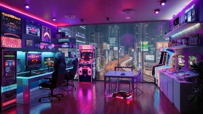 雨夜科技电脑房间