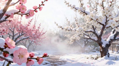 冬天冬日下雪天梅花梨花氛围感