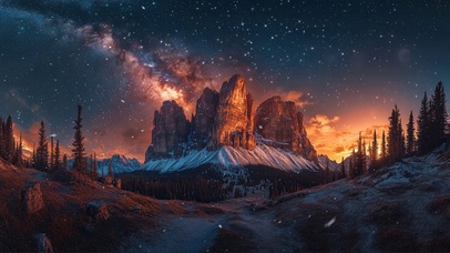 静谧星夜巨岩山脉