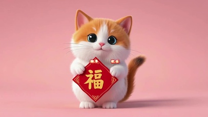 可爱猫咪新年快乐