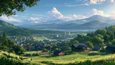 治愈系村庄风景