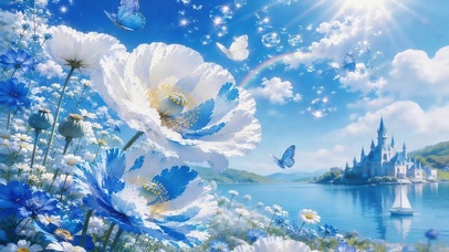 蓝白色小花