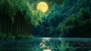 竹涧望月 护眼夜晚