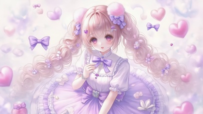 二次元粉紫萌甜少女