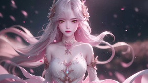 古风清纯性感粉色长发美少女