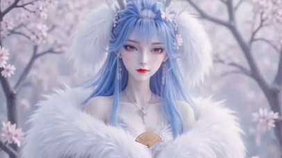 气质唯美国风蓝发美女