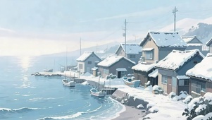 积雪海岸小镇