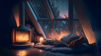 温馨雨天小屋