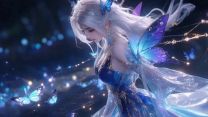 暗夜蓝蝶银发美少女