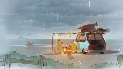 海边露营的一天