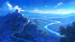 夜空长城角楼