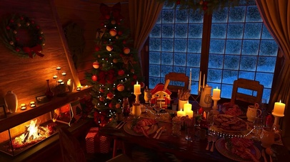 舒适的圣诞壁炉氛围