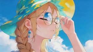 可爱清纯墨镜女孩