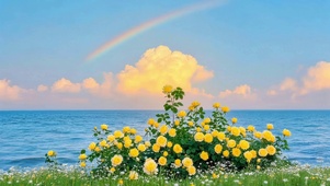 唯美海边鲜花