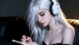 白发耳机少女