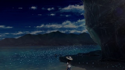 去海边看浮游的少女