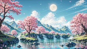 月落樱花林