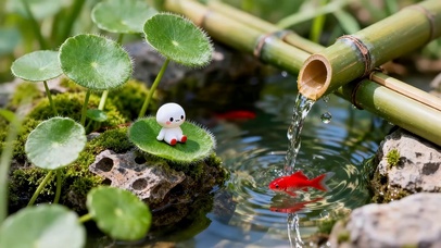 铜钱草上的小白