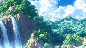 护眼绿景河流树木带鱼屏