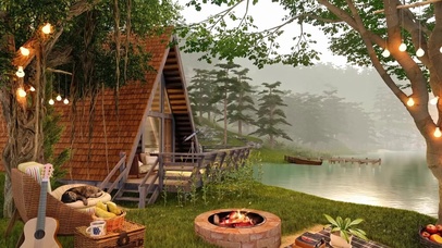 湖边森林小屋