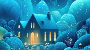 护眼萤火虫树木河流带鱼屏