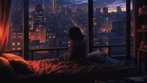 傍晚雨夜卧室