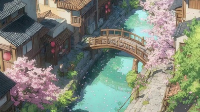 春日浪漫朦胧水乡古城