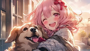 女孩狗狗