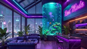 雨夜赛博水族箱酒廊