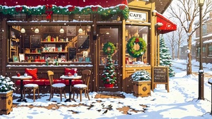 冬雪街边圣诞新年小店