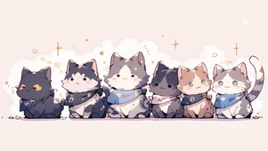 一排猫咪