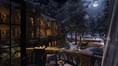 冬季城堡夜景雪