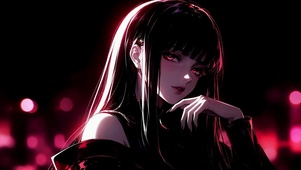 暗黑红调发光长发美少女