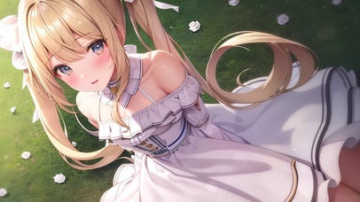 唯美草坪少女