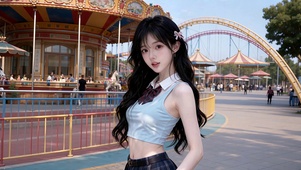 游乐园美女