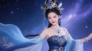 幽蓝星辰古风仙女