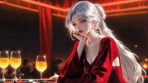 纯欲红裙酒吧美女