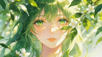 唯美绿色女孩